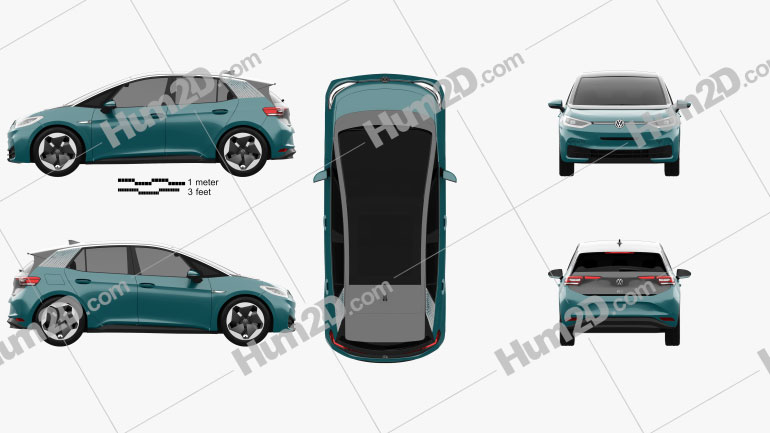 Volkswagen ID.3 2020 Car Clipart